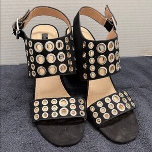 Topshop Black and Gold Studded Sandals